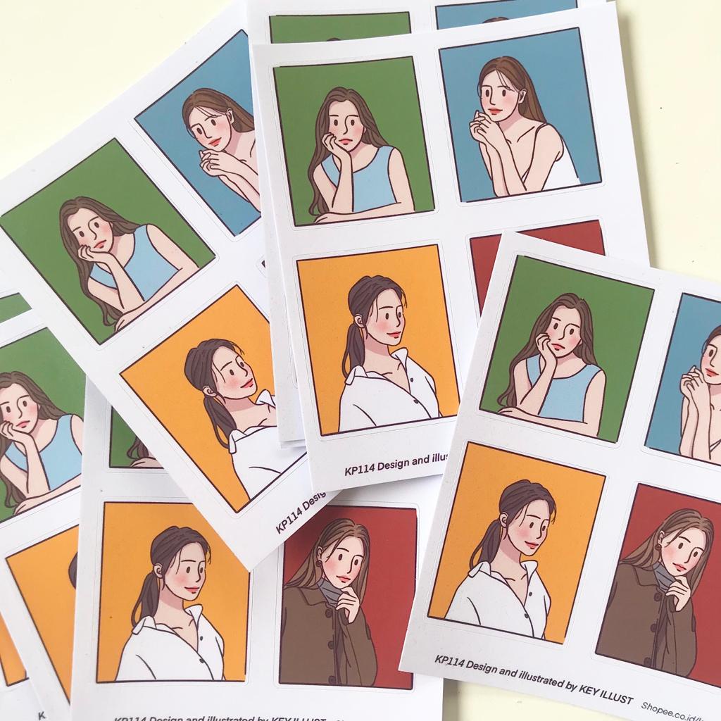 

korean girls sticker set/ stiker jurnal/ stiker aesthetic KP114