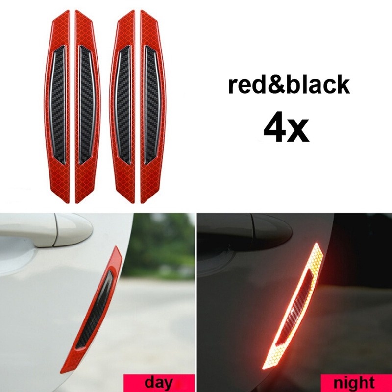 4pcs Stiker Strip Reflektif Untuk Pintu Mobil