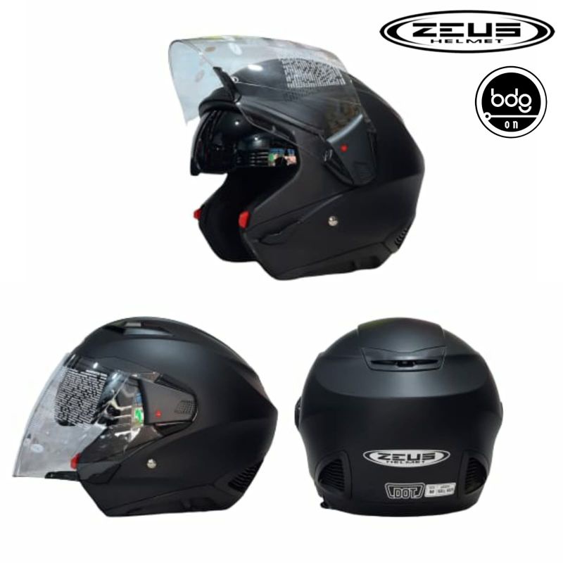 Helm ZEUS 611 HITAM BLACK DOFF ZS611 Half Face Original-2