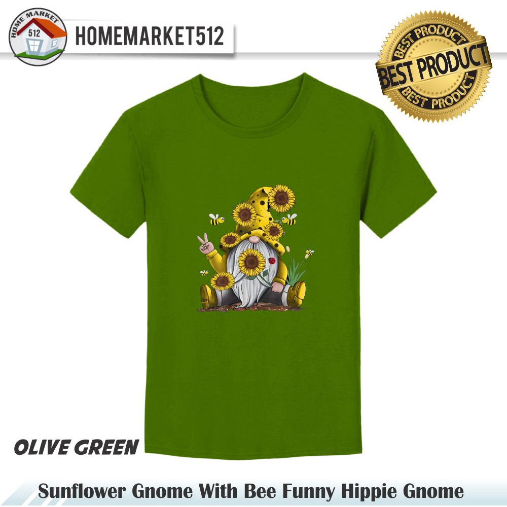 Kaos Pria Sunflower Gnome With Bee Funny Hippie Gnome Kaos Pria Dan Wanita Premium Sablon Anti Rontok !!!!!! | HOMEMARKET512-3