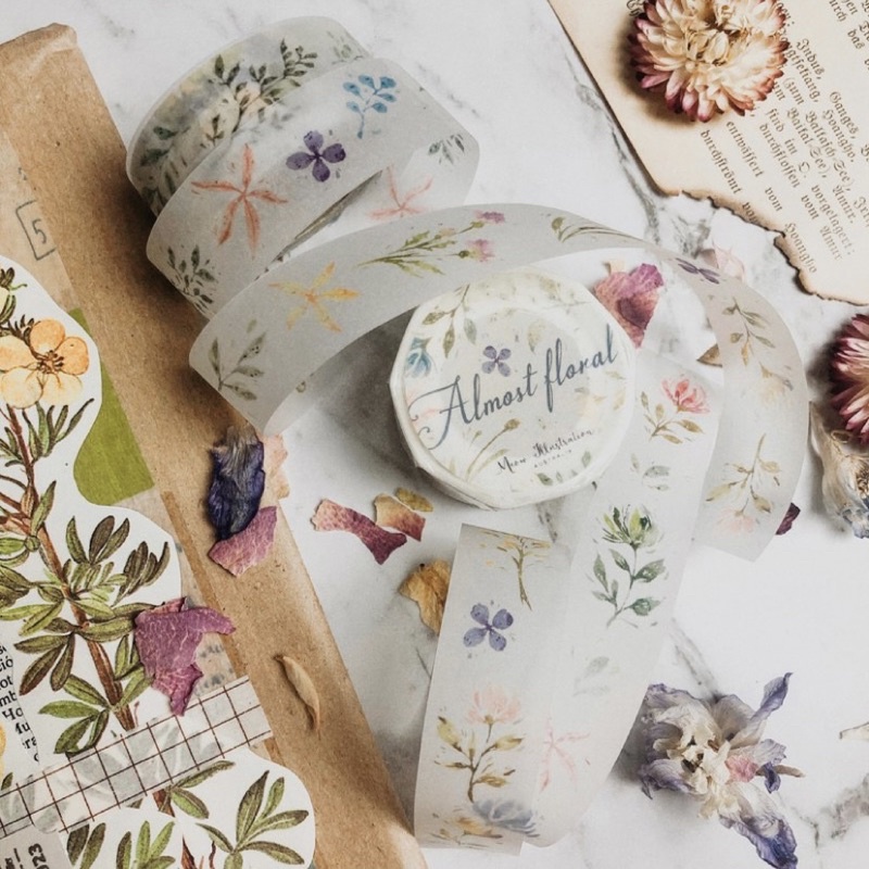 

[Sample] Meow Illustration Almost Floral Washi & PET Tape