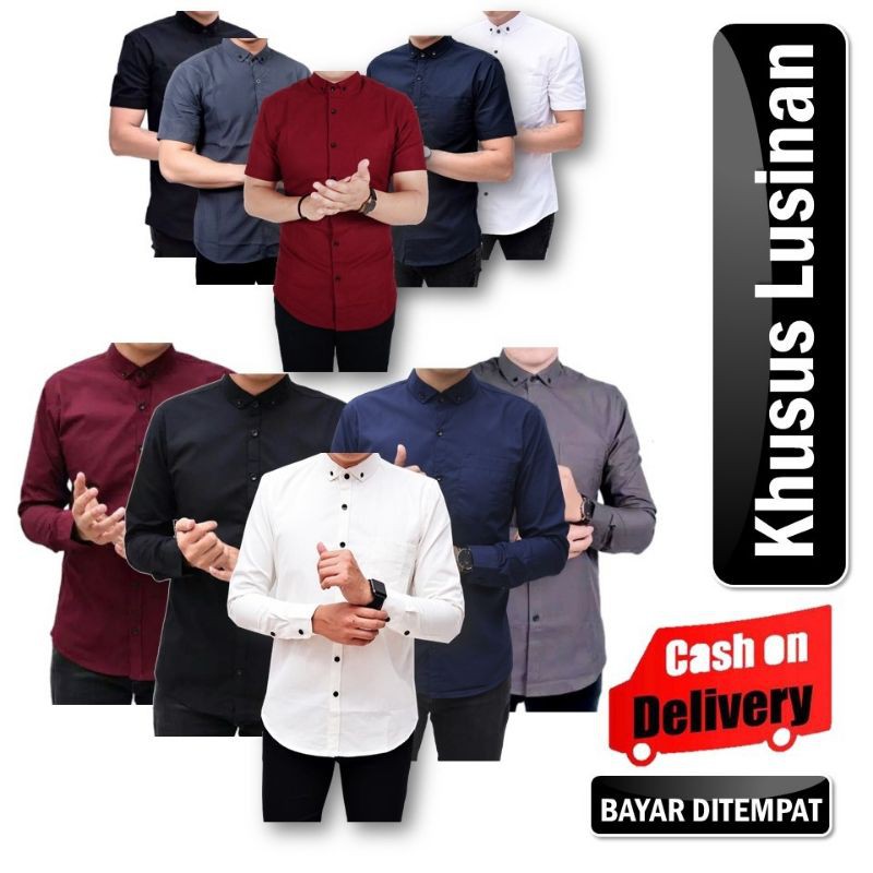 (KHUSUS LUSINAN)Kemeja Panjang dan Pendek Polos Pria Slimfit Kantoran KHUSUS LUSINAN