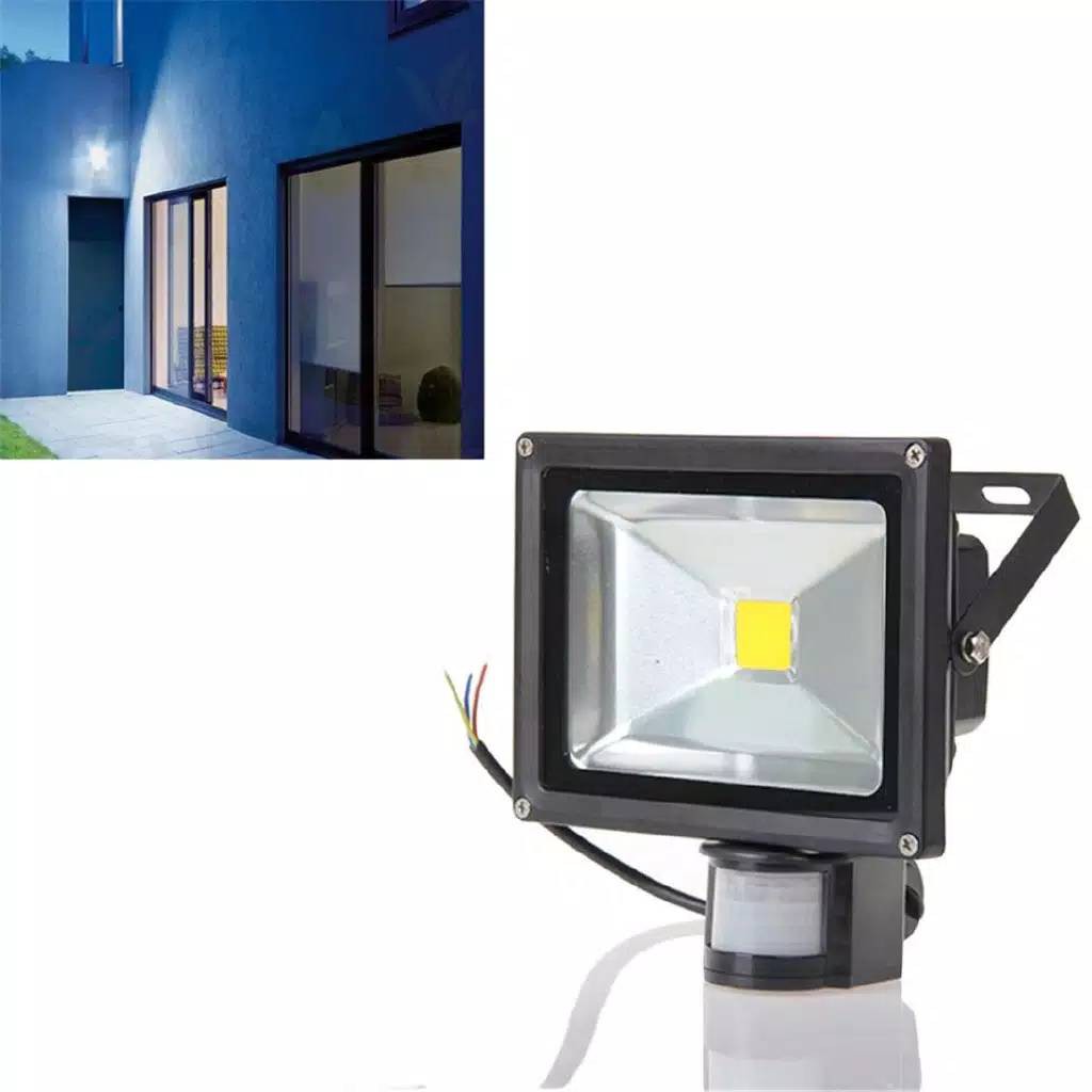 Lampu Sorot Flood Light PIR 20w 20 W Watt Sensor Gerak Irit Hemat Untuk Garasi Gudang Parkiran parkir kostan kost kontrakan warm white