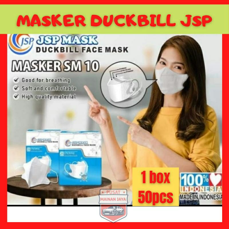 ( BISA COD ) Masker Duckbil JSP  warna warni isi 50pcs putih hitam pink abu ungu merah hijau nude pastel Lilac Salem mask duckbil medis surgical face mask earloop