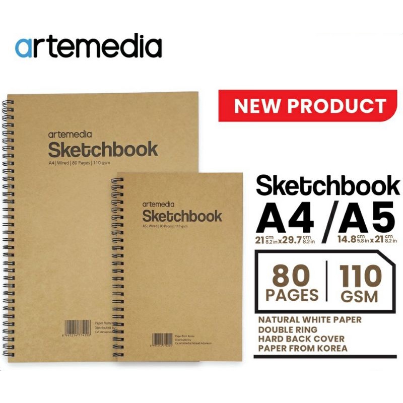 

Artemedia Sketchbook A4 / A5 # 80 Pages / 110 Gsm / Spiral