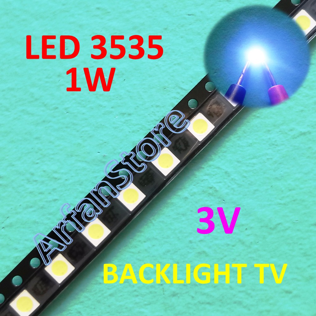 Led 3535 3V 1W Cold White Backlight TV Repair Lampu Putih SMD Uni PER 10PCS