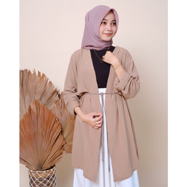 ZINNIA OUTER| OUTER ATASAN CRINKLE + BELT TALI IKAT PINGGANG | ATASAN TUNIK ATASAN MURAH ATASAN OUTE