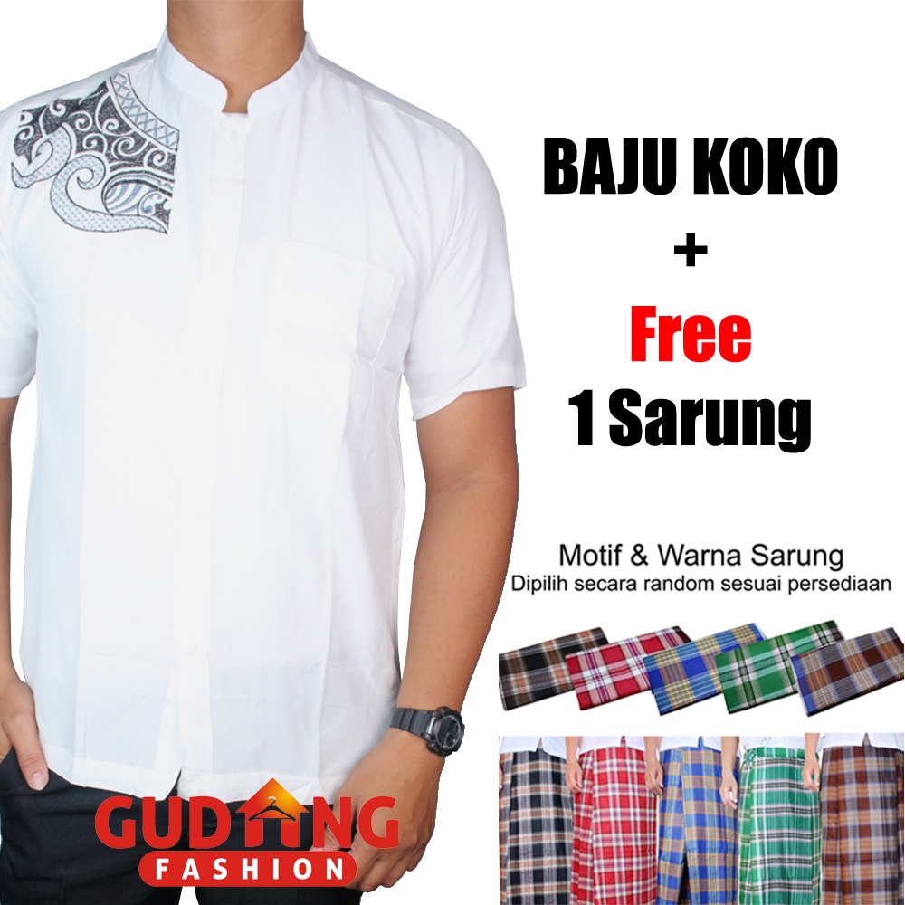 Baju Koko Lengan Pendek Plus Sarung (Banyak Pilihan Warna)