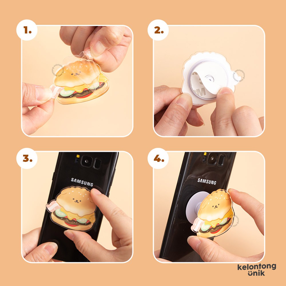 KAWAII FOOD ANIMALS - Griptok Akrilik/ Phone Holder/ Stand HP/ Phone Stand/ Phone Grip