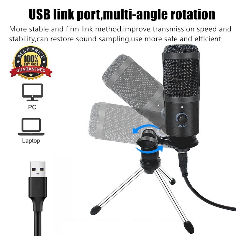 MIC-017 Microphone Condenser Mic USB Mikrofon Plus Tripod Mini Studio Vocal Recording Laptop PC MacBook Mac OS / USB Mikrofon Studio