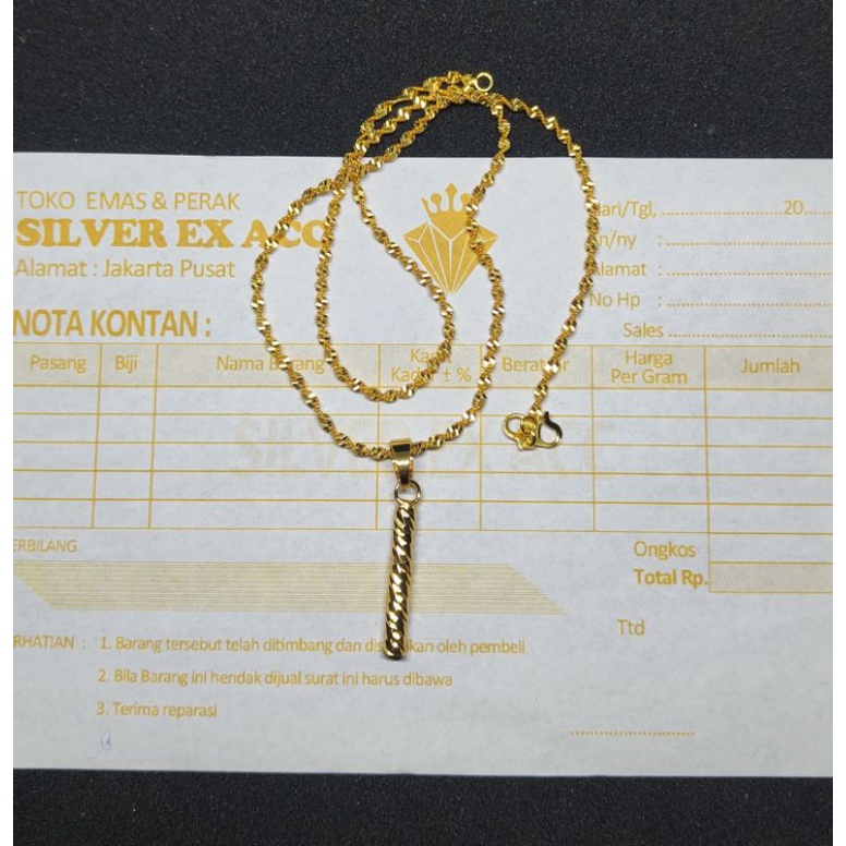 kalung ulir liontin bentuk bambu berlapis emas asli 24k paling laris saat ini