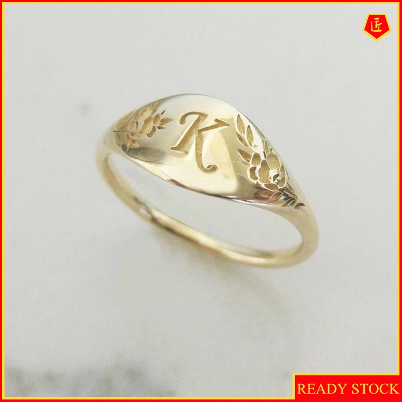 [Ready Stock]Vintage Creative Letter K 14K Gold Ring