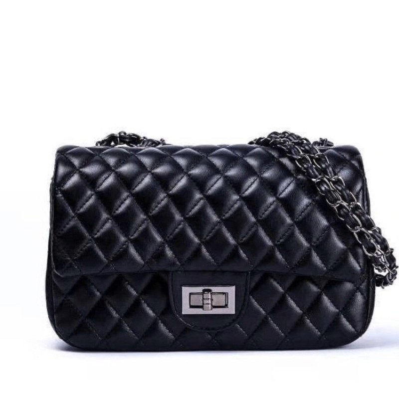 Tas wanita hitam Import Pekanbaru tali rantai premiun quality