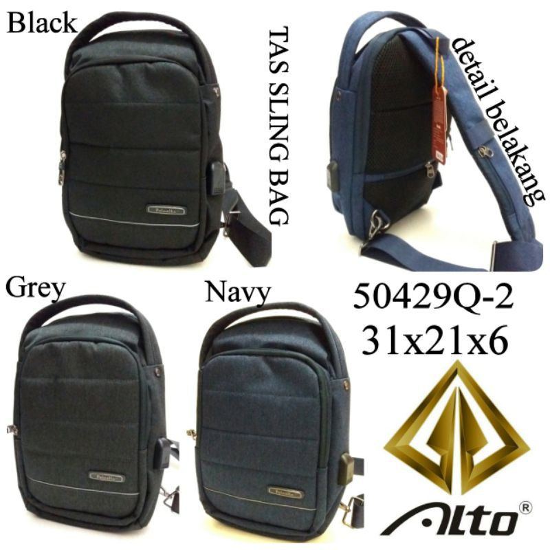 TAS SLING BAG COWOK READY STOCK TERBARU 3 WARNA NAVY ABU HITAM ALTO 50429Q