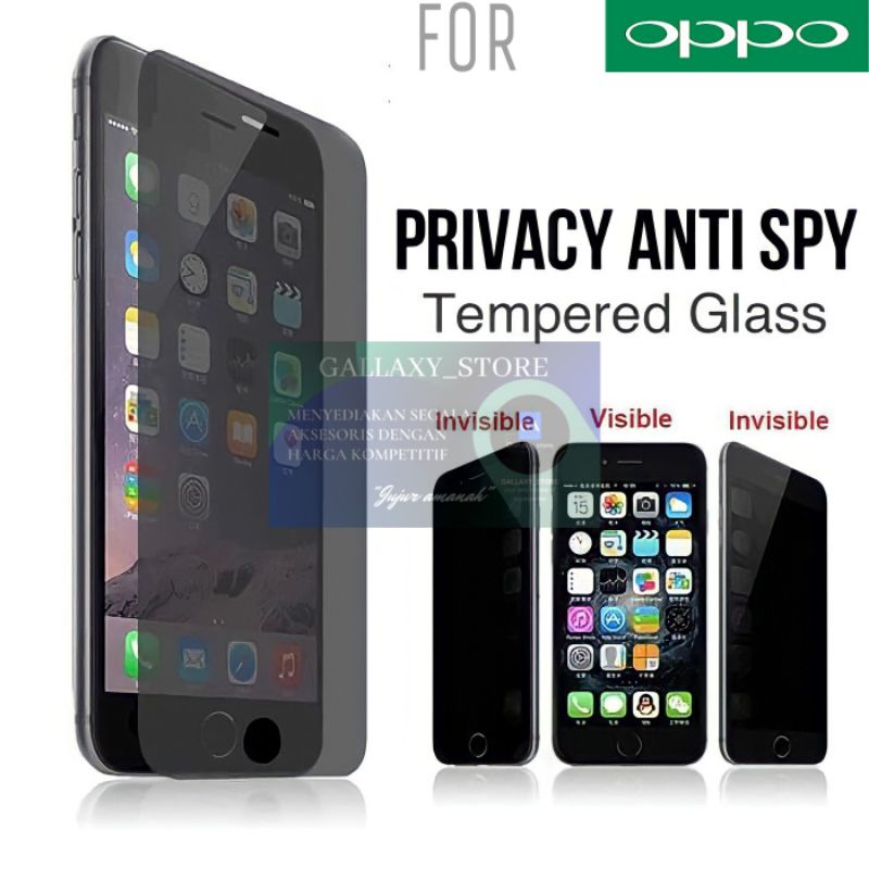 OPPO ANTI SPY / TEMPERED GLASS / SCREEN GUARD/ TG / PELINDUNG LAYAR OPPO A9 A5 2020/A32/A3s/A52/A72/A92/A33/A53/A93/A74/A5s/A12/A15/A16/A31/F9/F11/F11 PRO/RENO4/RENO6/A83/A37 A95 a55 reno 7 8T a58 a78 5G 4g a57 a17k a77s 8z 2022