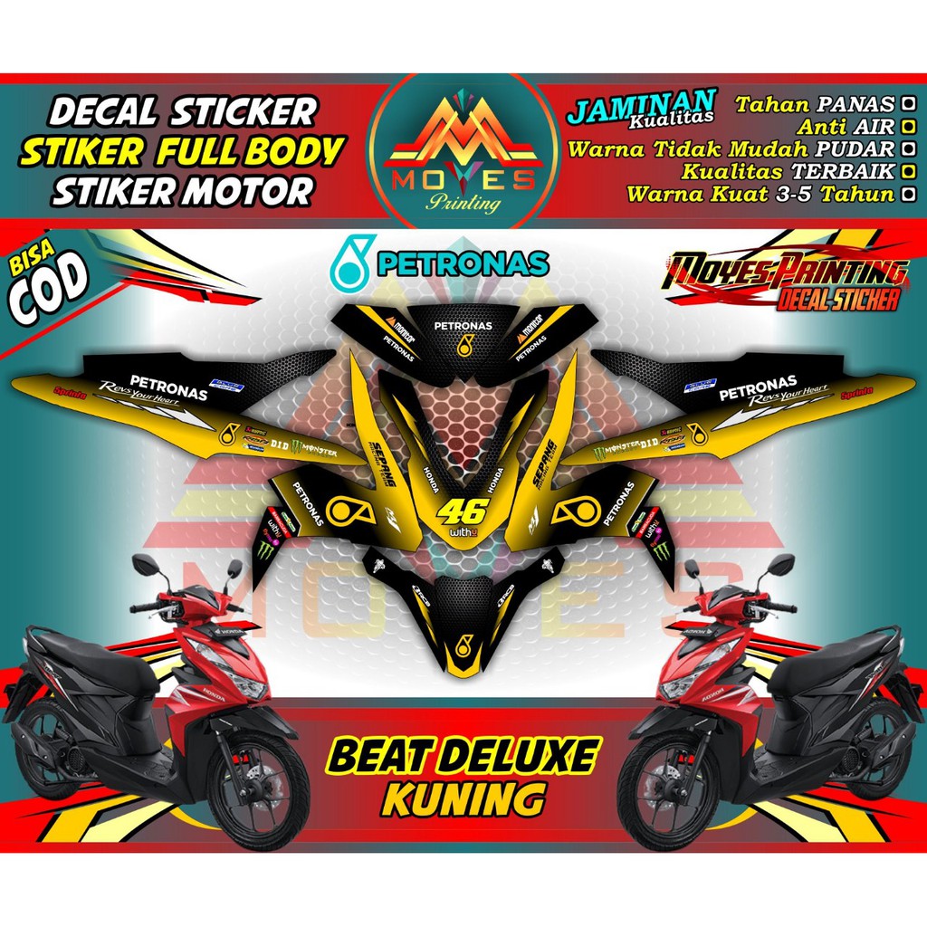 decal beat deluxe 2020-2021 decal motor beat deluxe motif petronas kuning full body - spec C
