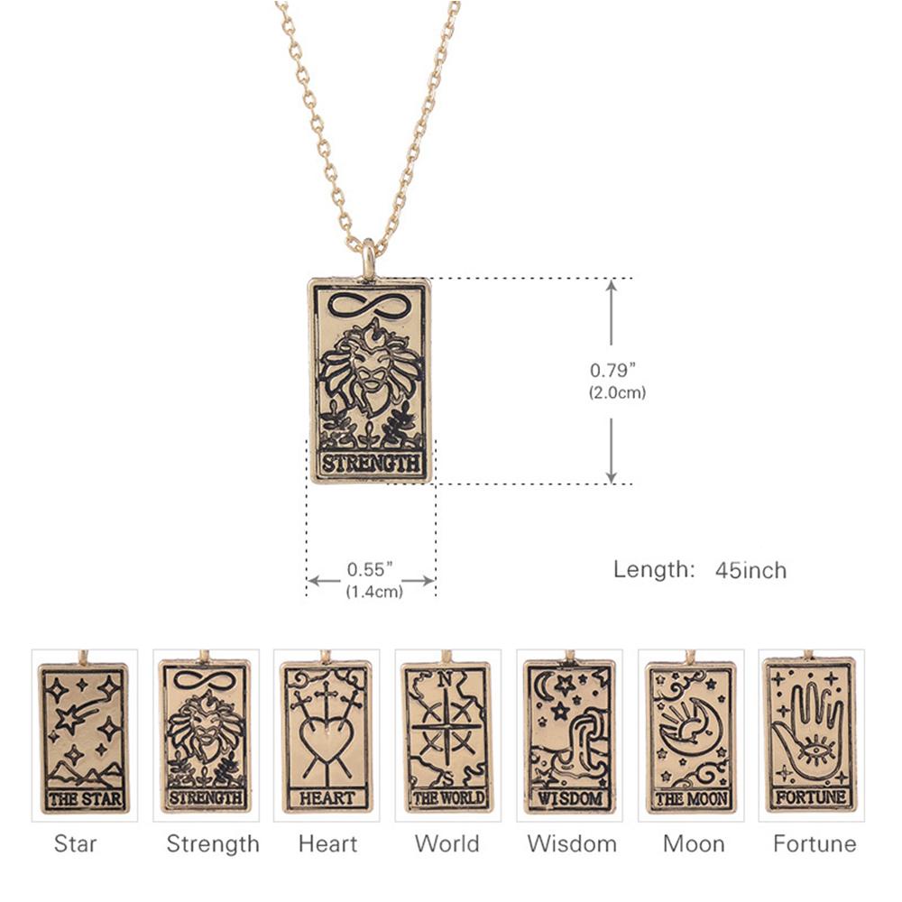 R-bunga Liontin Kalung Fashion Tarot Kartu Kekuatan Keperkasaan Vintage Klavikula Rantai