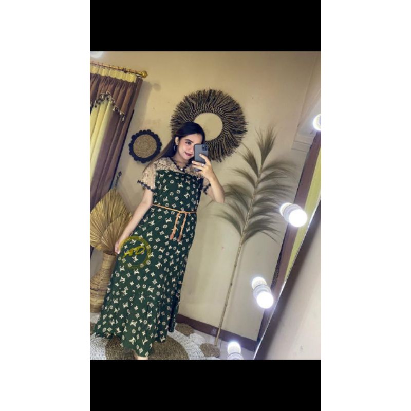 DASTER ARAB BRUKAT MOTIF LV | RAYON SUPER GRADE A | RESLETING BELAKANG | RENDA MILO-Hijau