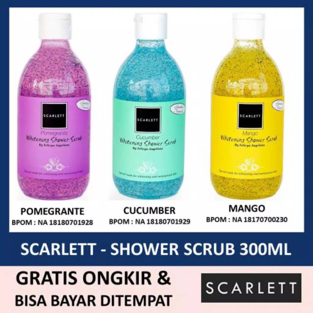 [COD] BODY WASH SCRUB SCARLET 300ML