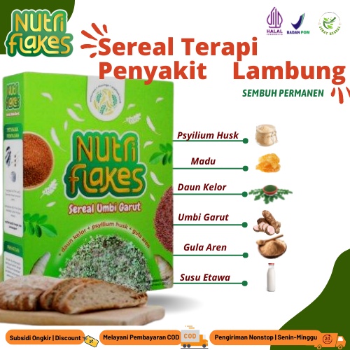 

NUTRIFLAKES ASLI DISTRIBUTOR RESMI Original Sereal Sarapan Sehat Umbi Garut Ampuh Atasi Gangguan Pencernaan