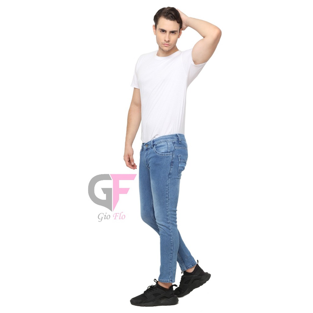 GIOFLO Jeans Cowok Celana Panjang Casual Terbaru Biru Muda / CLN 1014