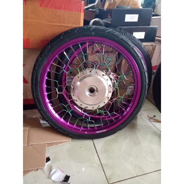 velg paketan Honda beat, Scoopy Genio dan spacy stel kepang ring 17 plus ban