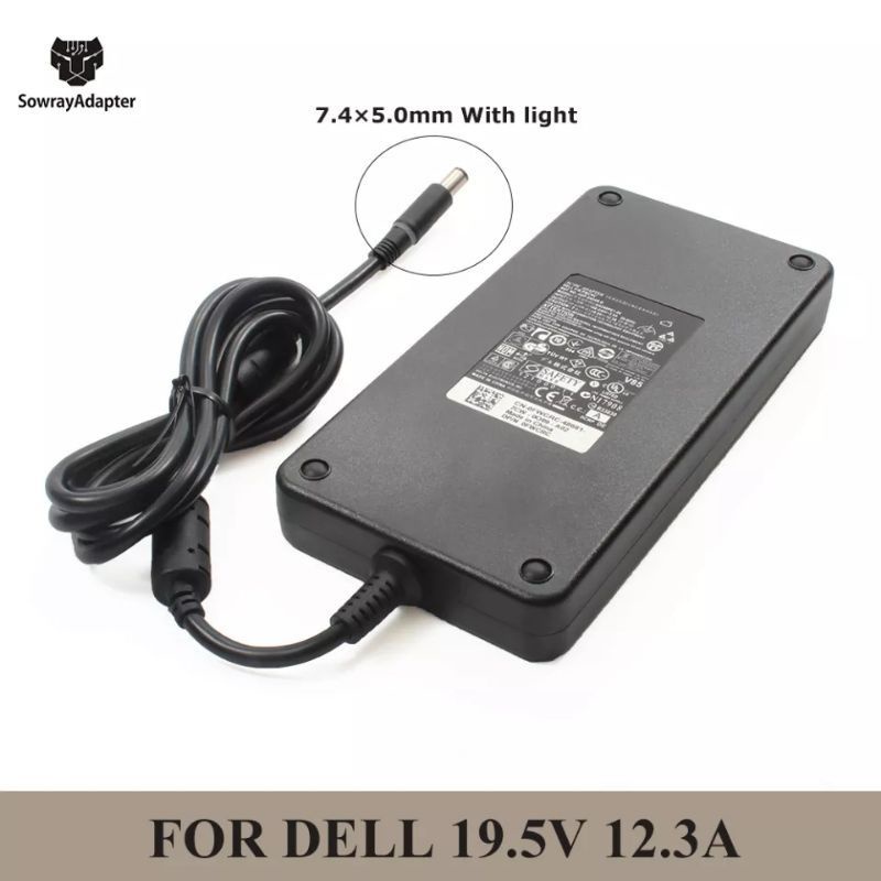 Charger Laptop Dell Alienware M17X R2 M17X R3 M4700 M6400 M6500 M6600 J211H FWCRC C3MFM U896K 6RTJT Y044M 19.5V 12.3A 240W Hitam