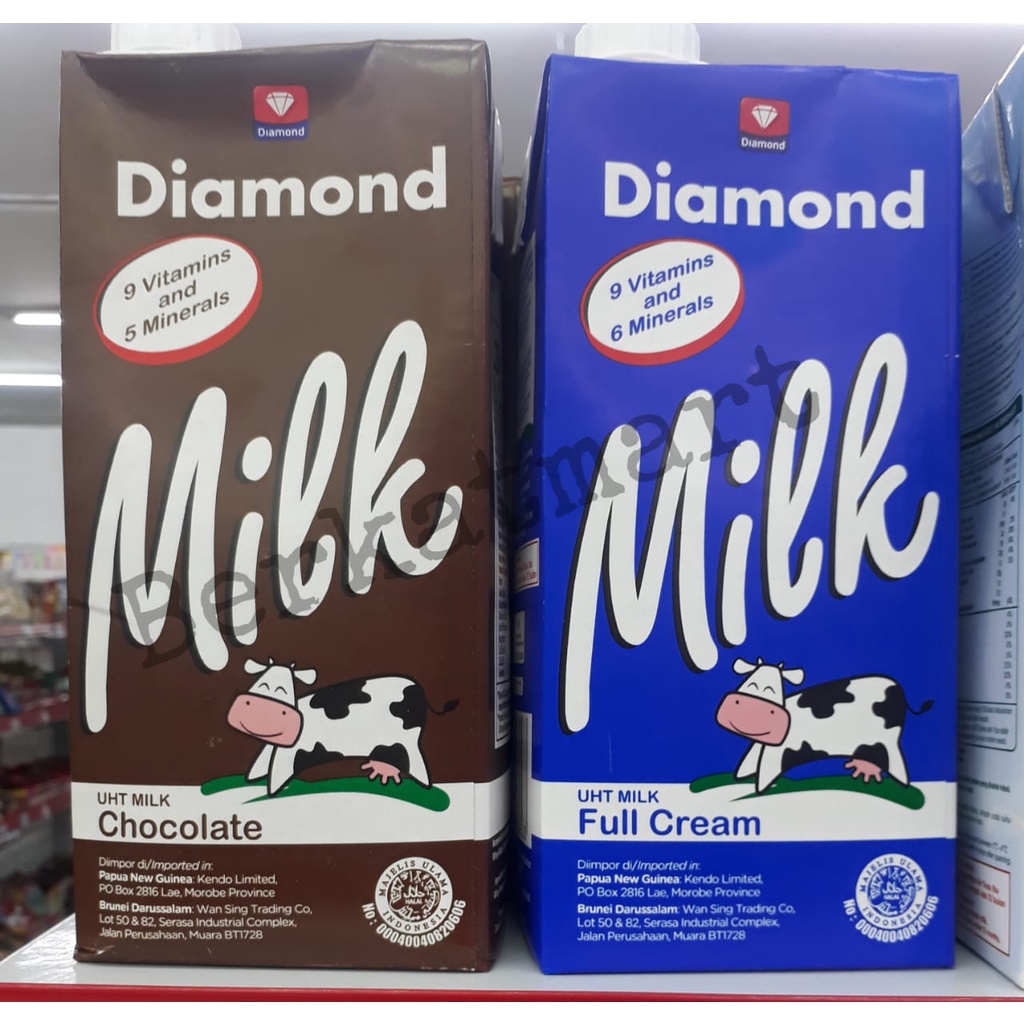 SUSU MURAH DIAMOND UHT Milk Full Cream Plain DAN CHOCOLATE 1L (1000 ml)