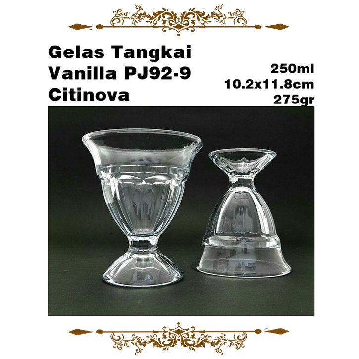 [1pcs] Gelas Tangkai Vanilla/Gelas Kaki PJ92-9 CITINOVA Vanilla 250ml