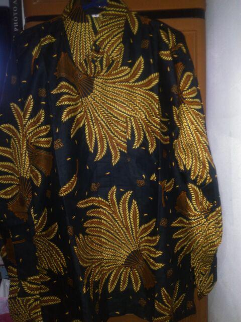 Kemeja Batik Pria Lengan Panjang Motif Kembang Langit Abuabu