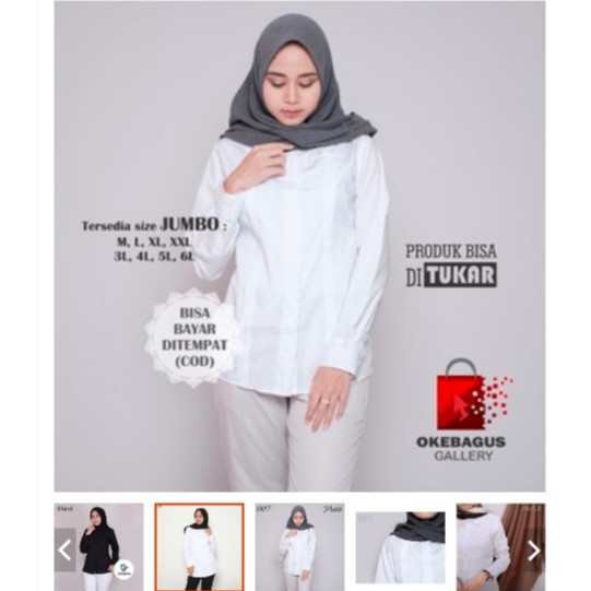 Rupa Ragam Baju Kemeja Putih Lengan Panjang Wanita Bahan Katun Polos Jumbo Big Oversize 7XL 6XL 5XL 