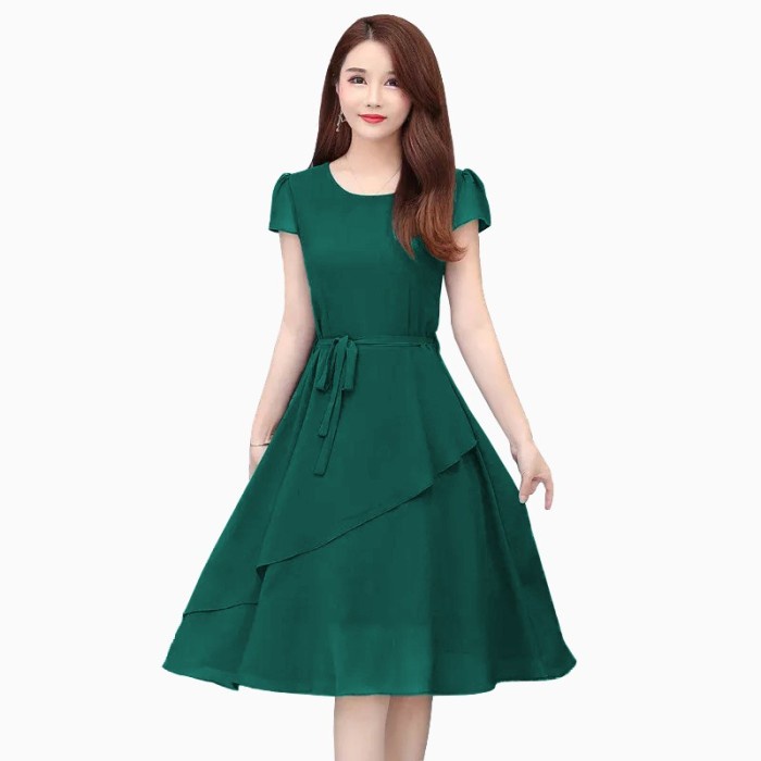 DRESS MIDI KOREA midi dress rayon MIDI DRESS WANITA - PAKAIAN TERLARIS - DRESS KOREA - KOREAN STYLE 