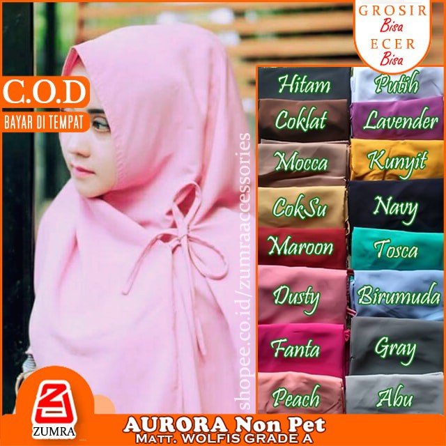 Jilbab Instan Bergo Chic Safa Pet Antem Anti Tembem Bahan Wolfis Zoya Murah Terlaris Grosir Hijab