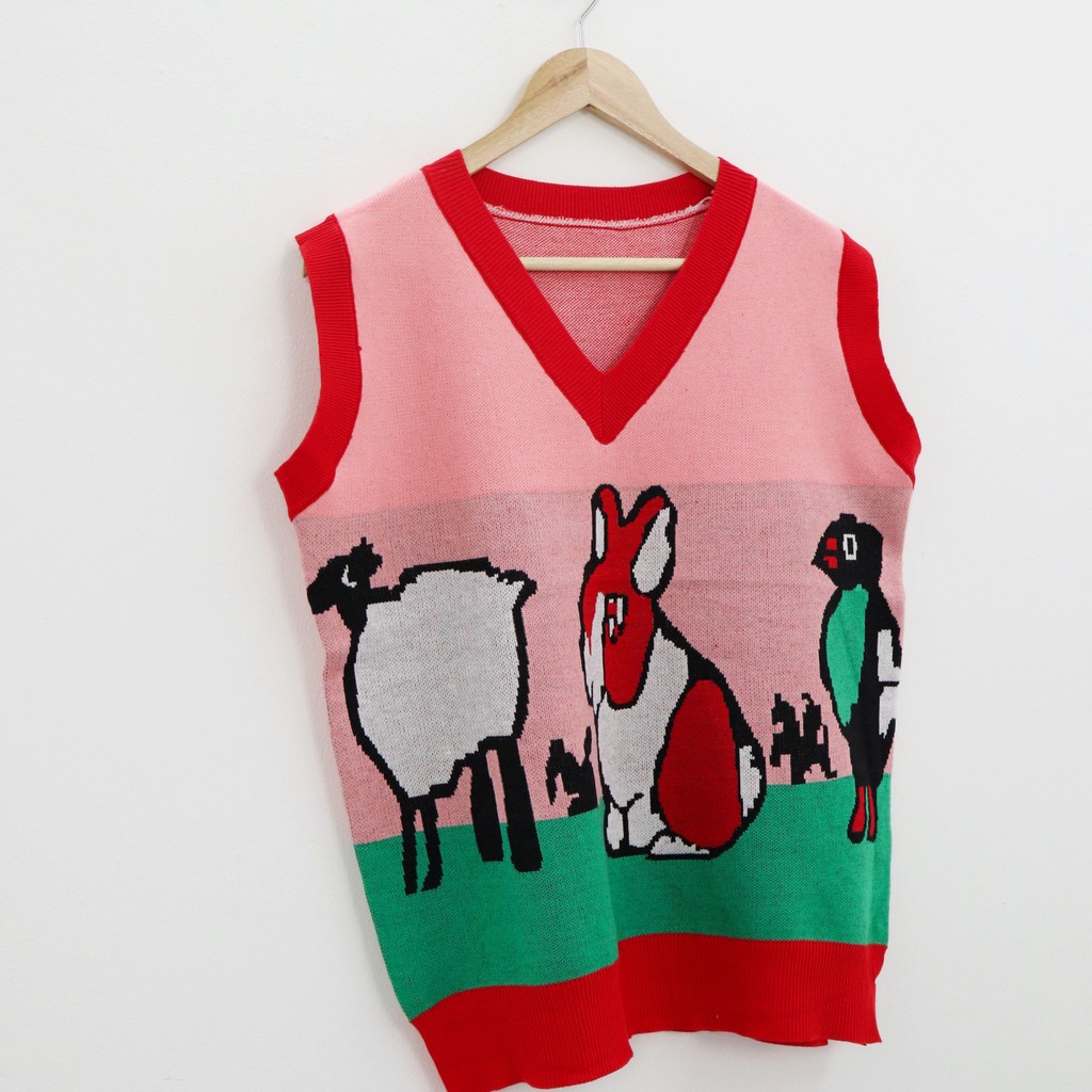 Rabbit knit vest -Thejanclothes