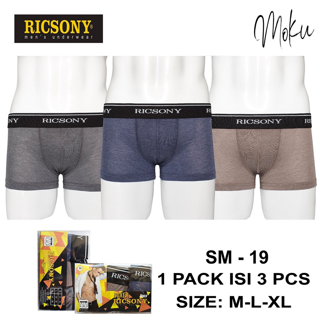 RICSONY SM-19 3PCS - 1 Pack Celana Dalam Pria Ricsony SM-19 Isi 3pcs - Men Briefs Ricsony SM 19
