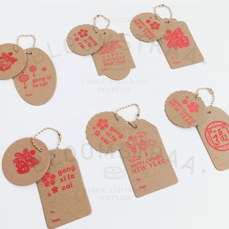 Hang Tag Imlek Set Kartu Ucapan CNY Hampers Kraft Hangtag Gantungan