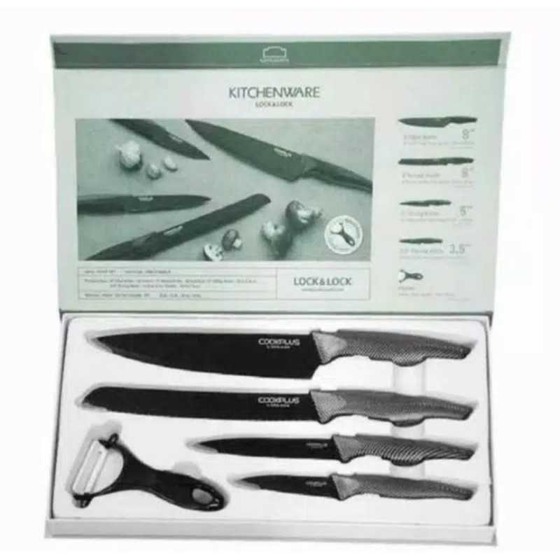 Lock &amp; Lock Cookplus Knife 5P Set With Color Box / Pisau Dapur Lock n Lock