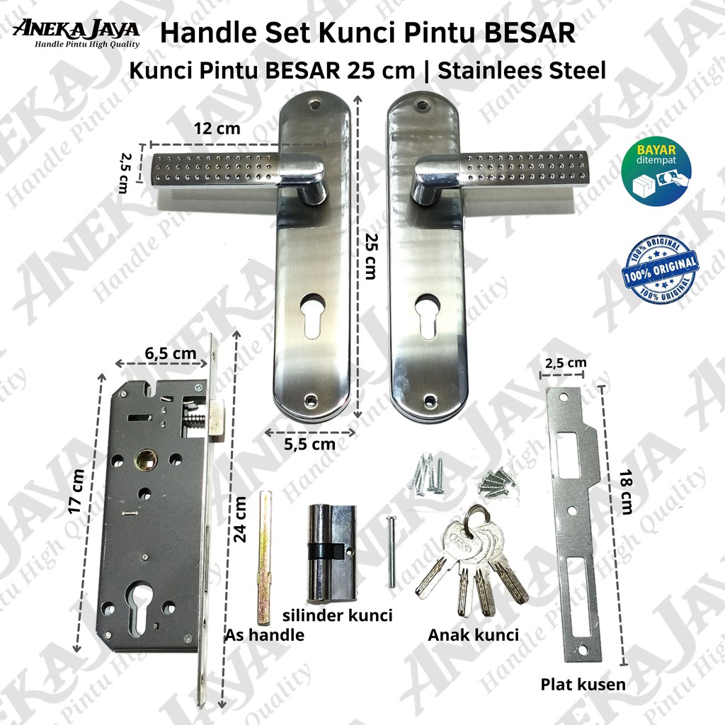 HANDLE PINTU RUMAH UKURAN BESAR STAINLESS STEEL PINTU KAYU KLASIK HANDLE MOTIF BINTIK