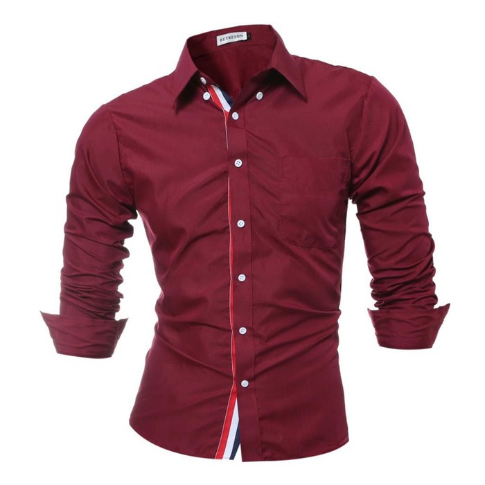 Kemeja Slimfit Pria Katun Lengan Panjang Cardinal Original Cakai7 UL479 [Scott Maroon Ot] Kemeja Pri