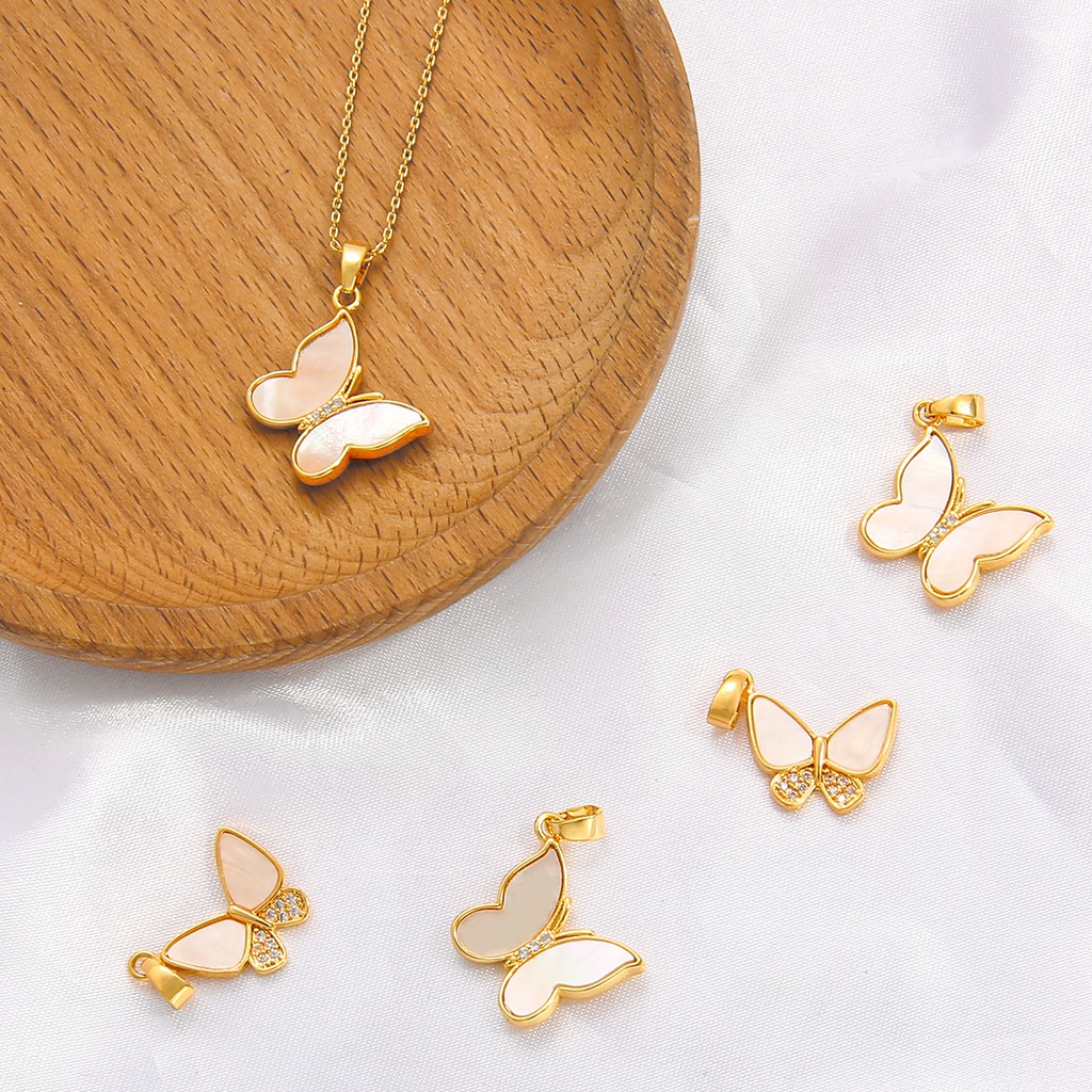 1pc/lot DIY Cute Butterfly 18K Gold Plated Pendant For Fashion Women Party Necklace Jewelry Making Finding Accessories Gift