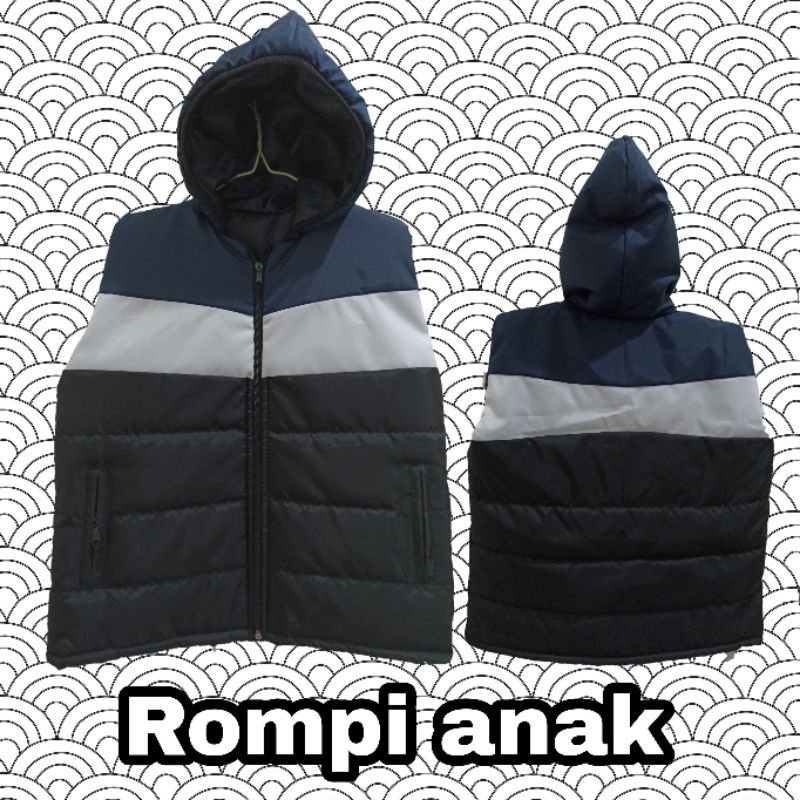 jaket rompi anak parasut hoodie 3 warna