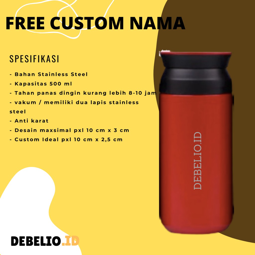 CUSTOM TUMBLER TERMOS | TUMBLER GRAFIR NAMA  | TUMBLER CUSTOM NAMA  | TUMBLER YOSHINO PUTIH