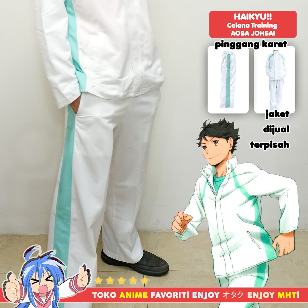 Celana Sport Training Pants Anime Cosplay Putih Garis Tosca Aoba Johsai Seijoh