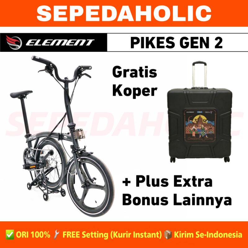 Sepeda Lipat ELEMENT PIKES GEN 2 Vermont Sand Velg Carbon 16 Inch + FREE Koper