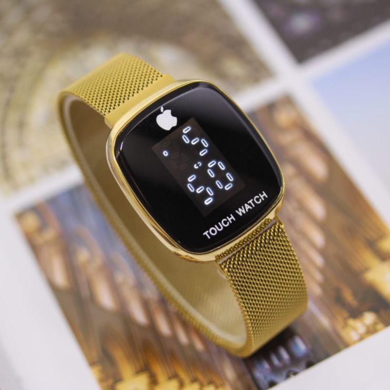 (JE)JAM TANGAN IPHONE LED MAGNET RING GOLD FASHION WANITA TALI RANTAI PASIR FREE BOX(COD)