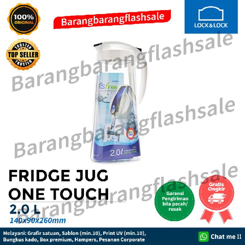 Lock n Lock Bisfree One Touch Bottle Fridge Pitcher Teko Putih 2L botol minum ABF632