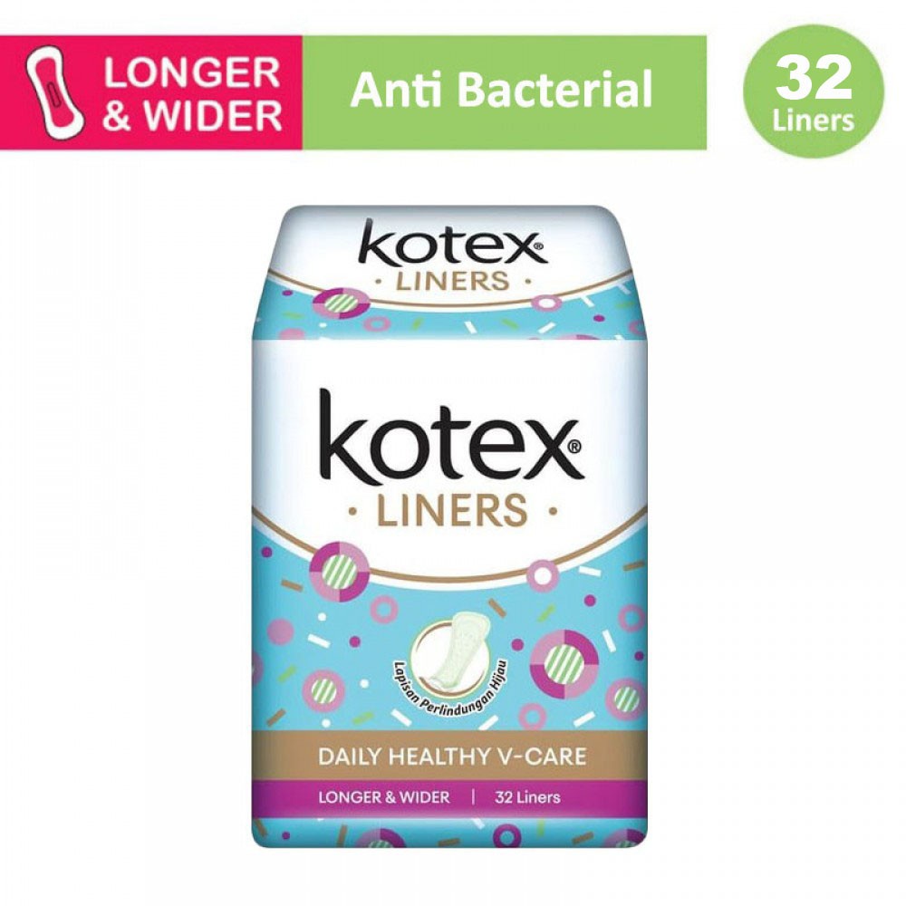 Kotex Liners Longer &amp; Wider Anti Bacteria Panty Liner - 32 s