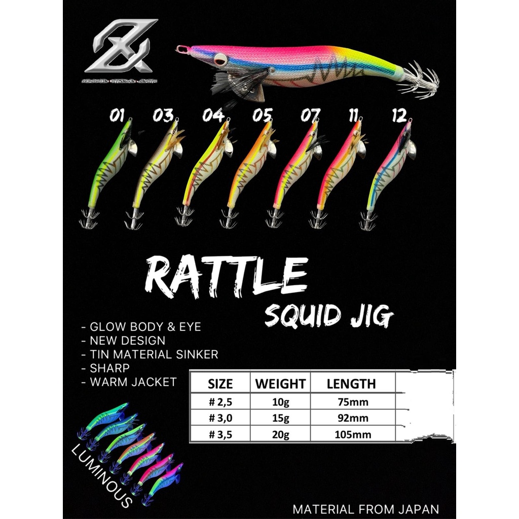 Umpan Pancing Cumi Axz 3.0 Rattle Squid Jig Size 3.0 - Egi Mancing Cumi