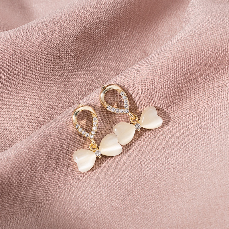 [littlecrab] Anting Wanita Mutiara Bentuk Pita Clover Kelinci Beruang Permata Berlian Simple Elegan Anting Tusuk Cute Woman Earrings Anting Berkualitas Korean Style