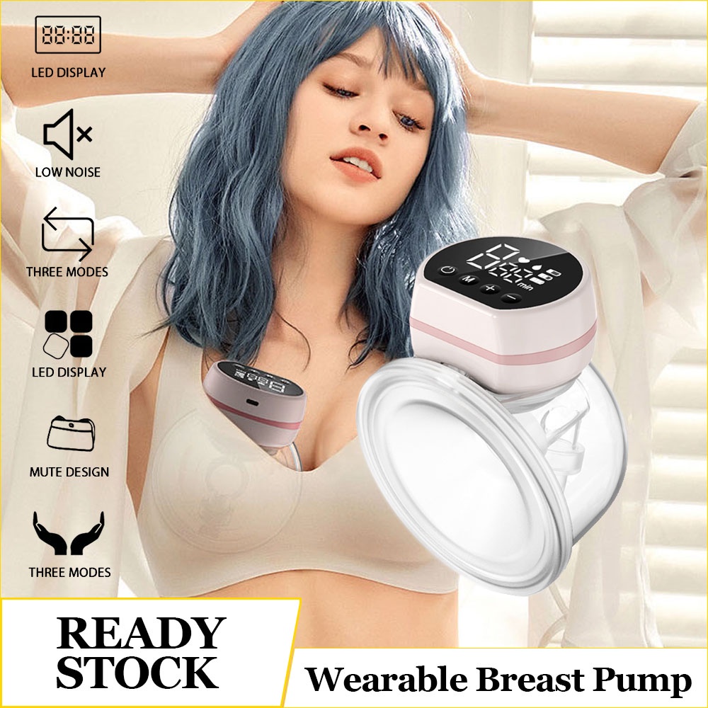 Pompa ASI Elektrik Wearable Breast Pump Handsfree Portable Rechargeable Pompa LED Display 2 Mode 9 Level 24mm Dapat Dipakai Dengan Layar